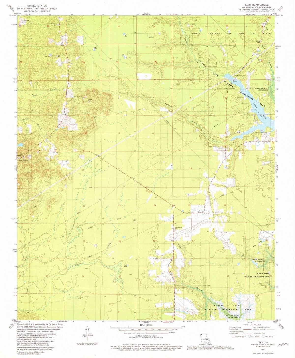 1981 Ivan, LA - Louisiana - USGS Topographic Map