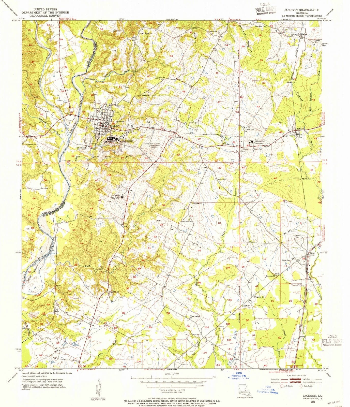 1954 Jackson, LA - Louisiana - USGS Topographic Map