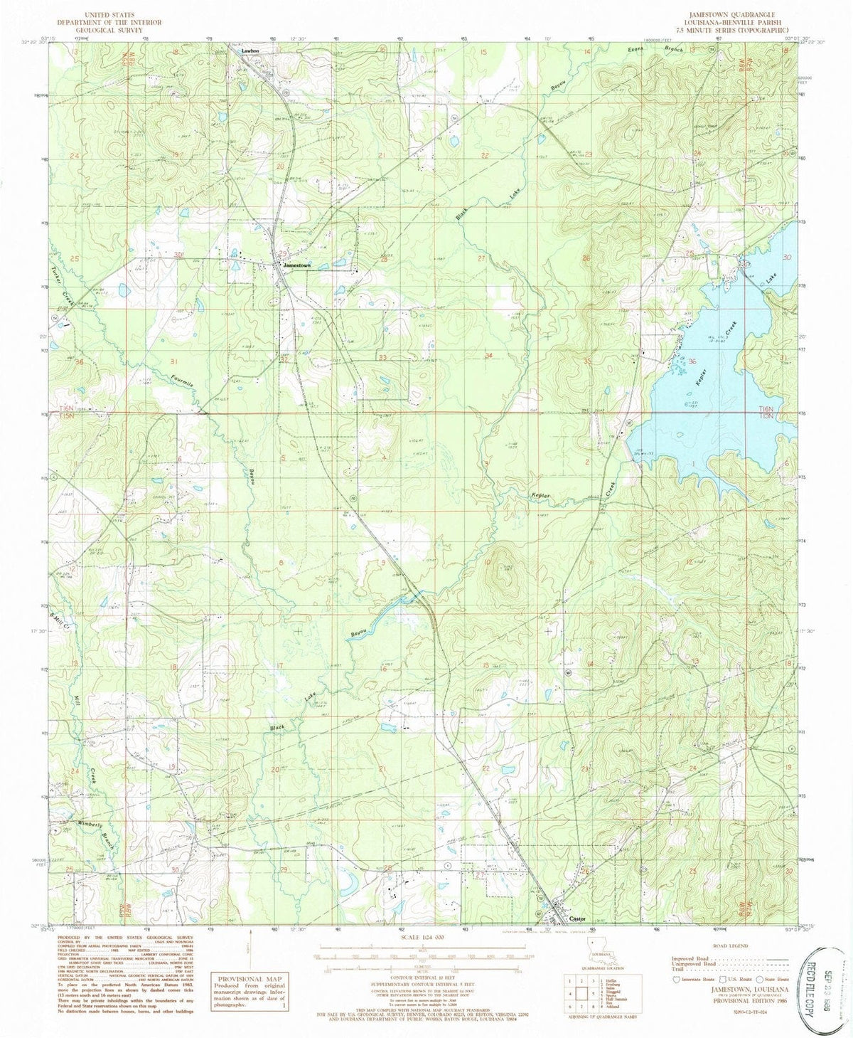 1986 Jamestown, LA - Louisiana - USGS Topographic Map