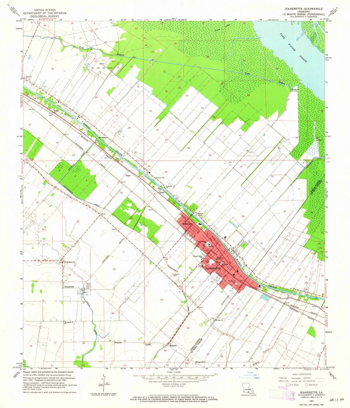 1963 Jeanerette, LA - Louisiana - USGS Topographic Map