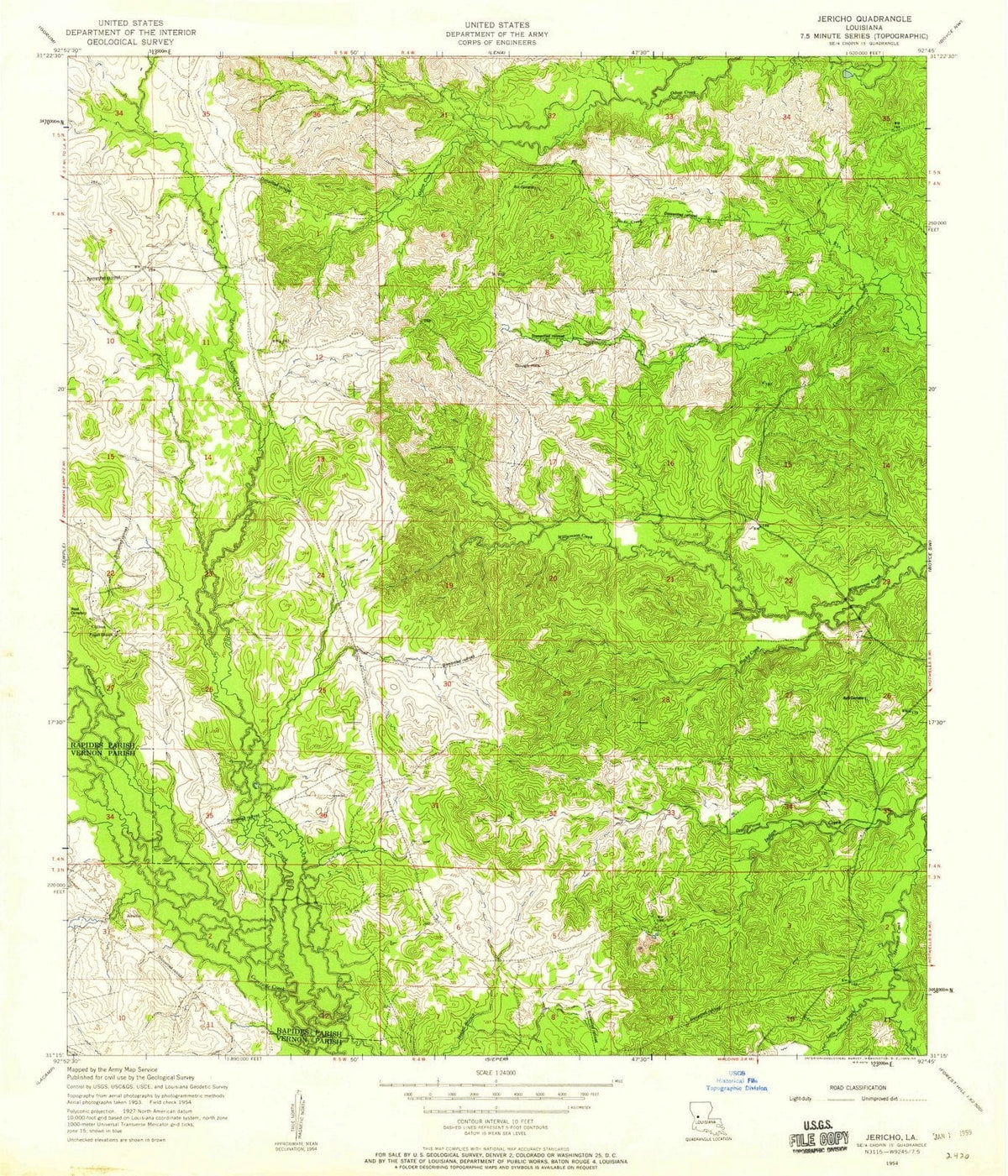 1954 Jericho, LA - Louisiana - USGS Topographic Map
