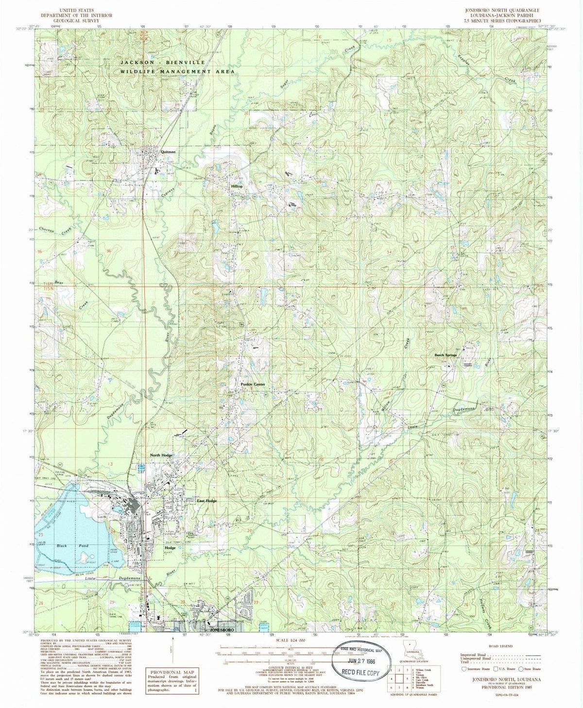 1985 Jonesboro North, LA - Louisiana - USGS Topographic Map