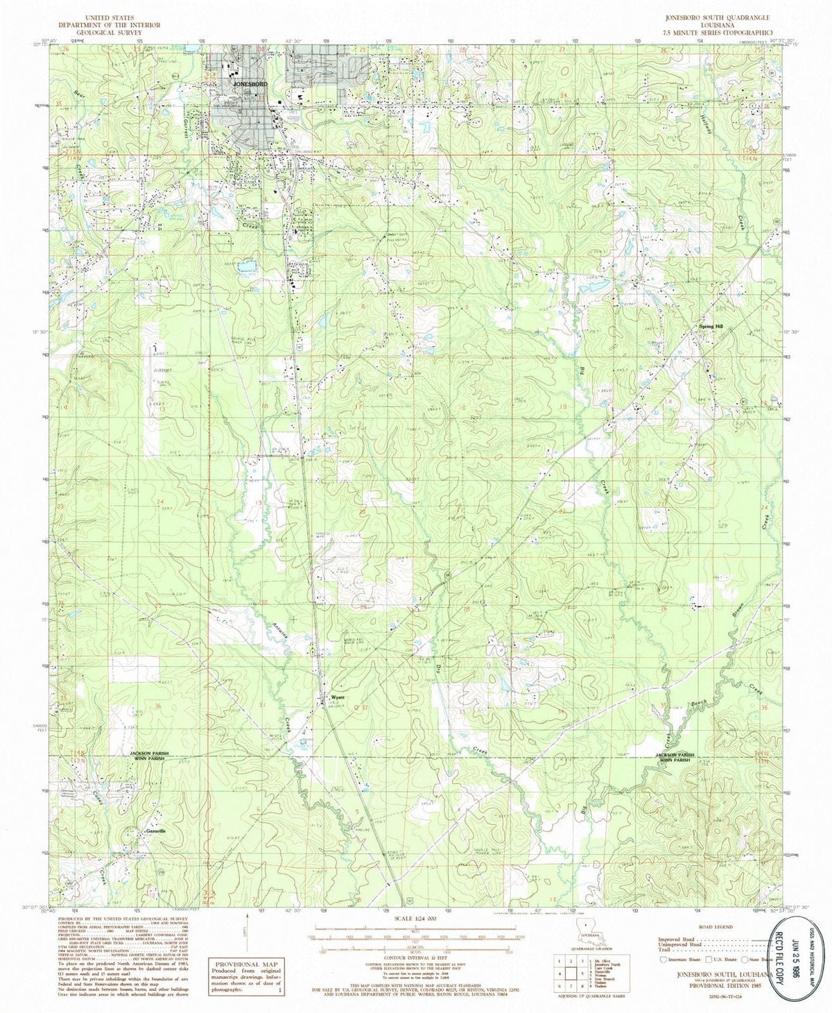 1985 Jonesboro South, LA - Louisiana - USGS Topographic Map