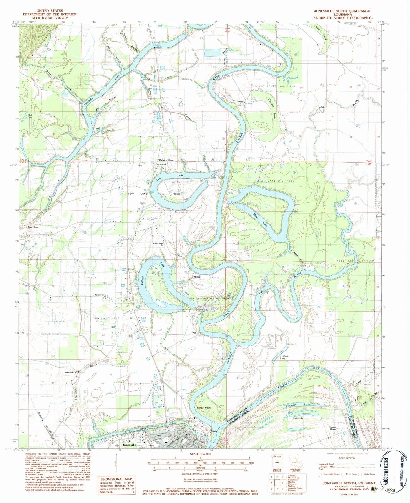 1983 Jonesville North, LA - Louisiana - USGS Topographic Map