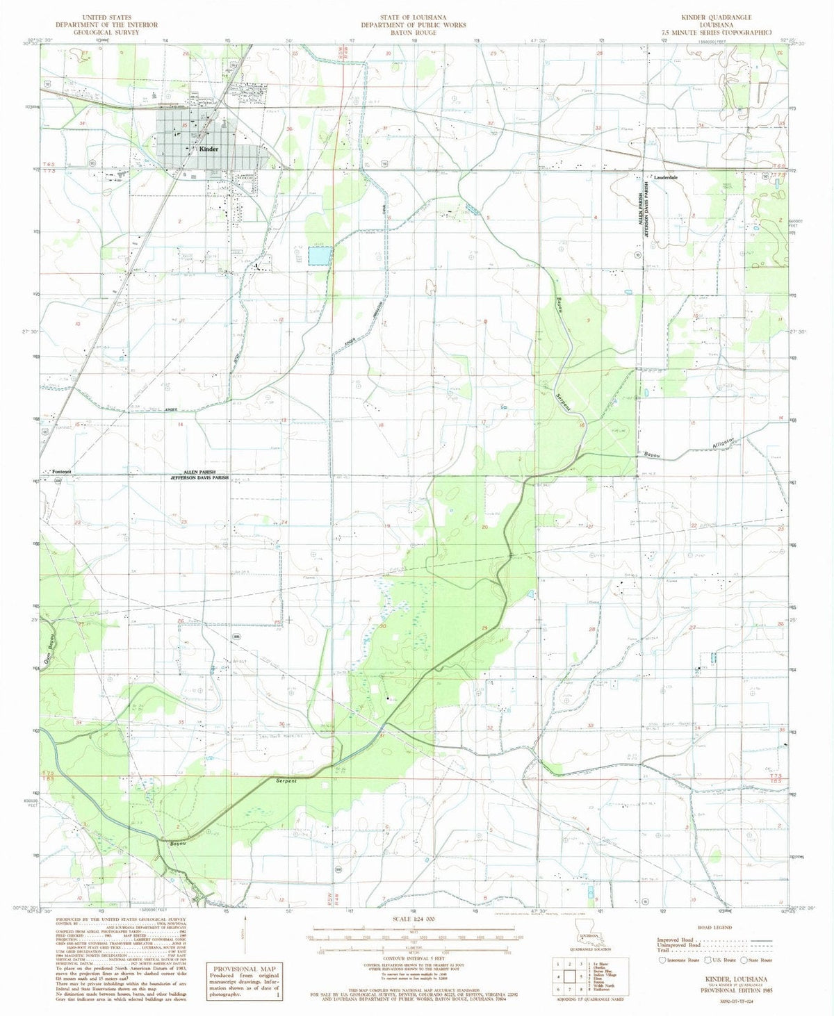 1985 Kinder, LA - Louisiana - USGS Topographic Map