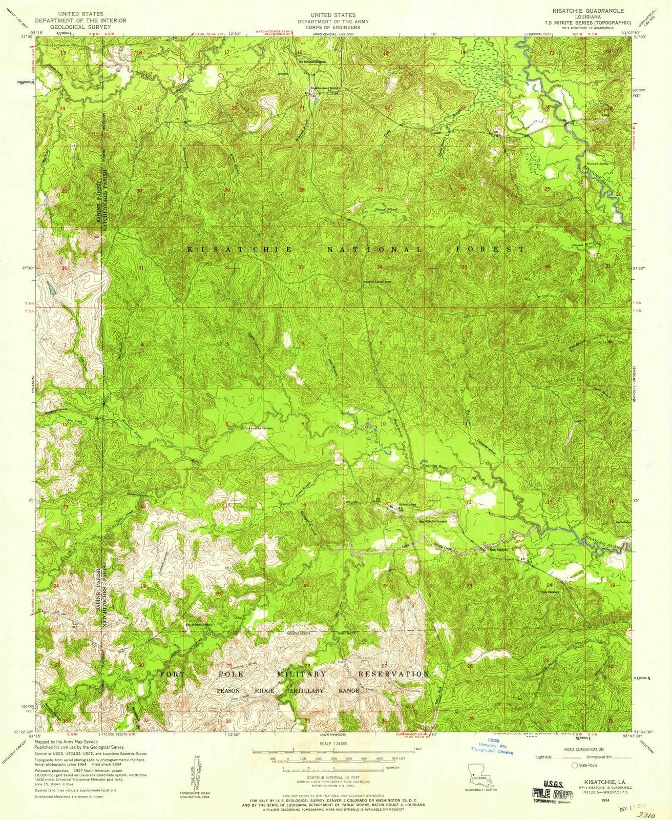1954 Kisatchie, LA - Louisiana - USGS Topographic Map