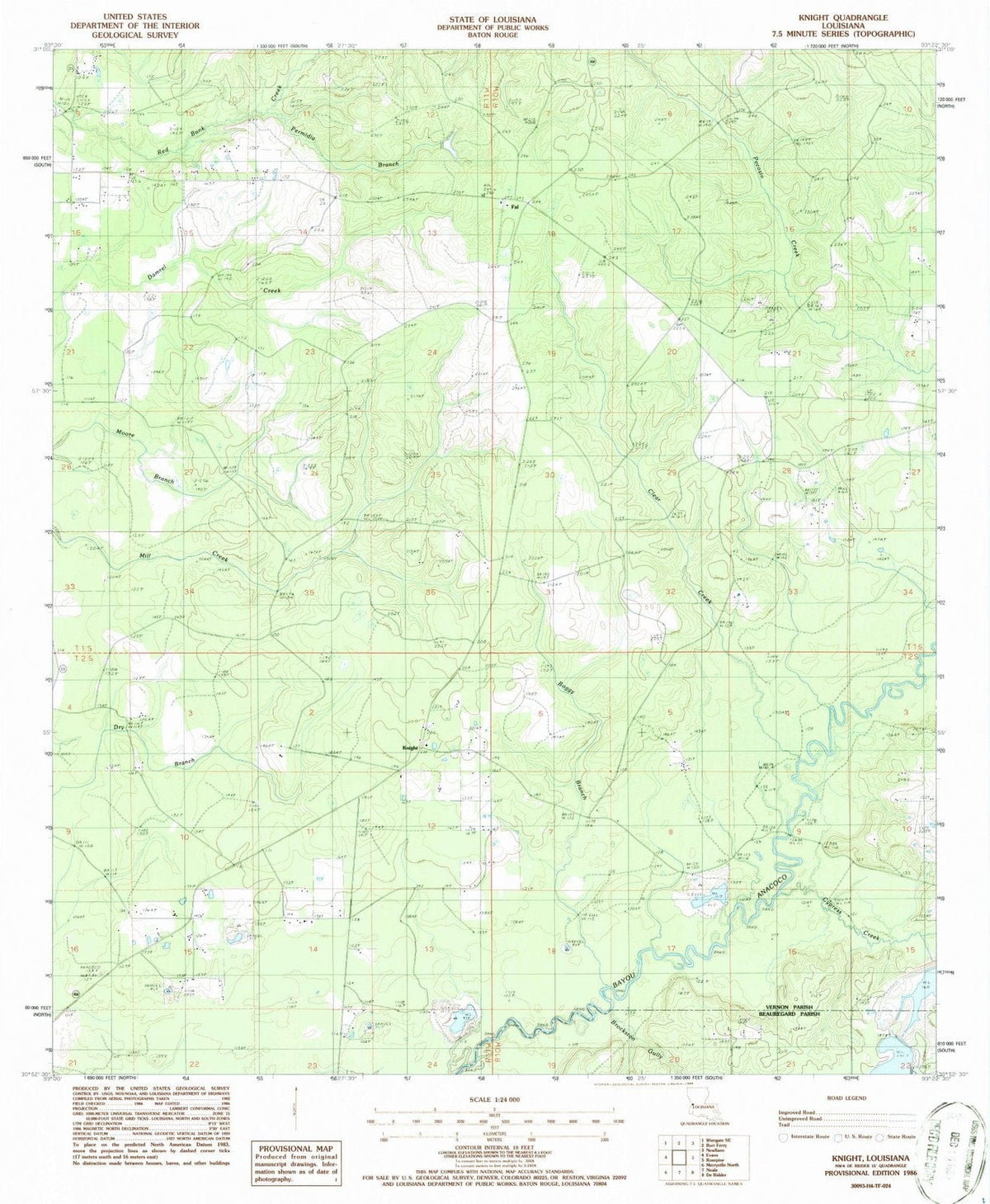 1986 Knight, LA - Louisiana - USGS Topographic Map