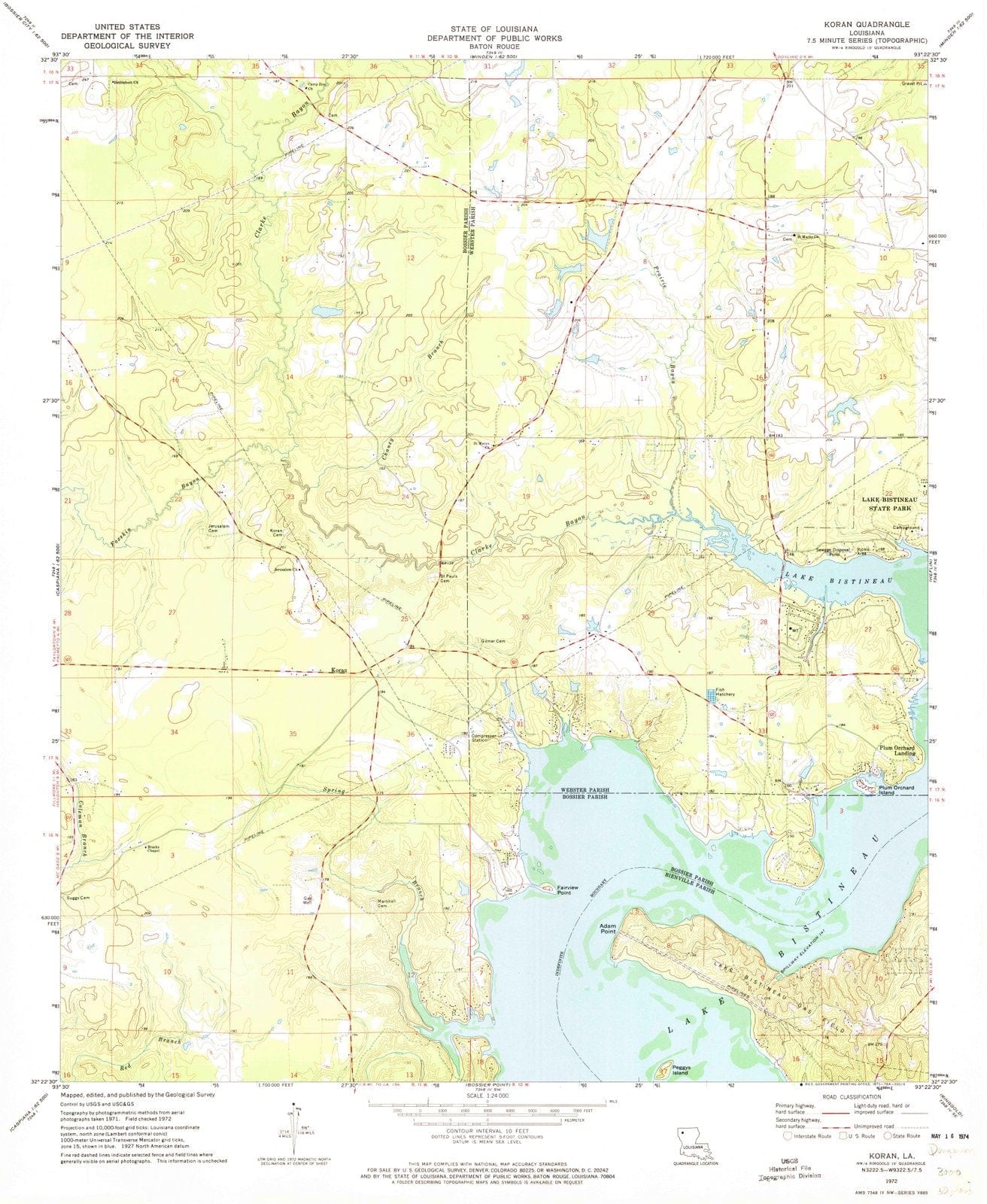 1972 Koran, LA - Louisiana - USGS Topographic Map