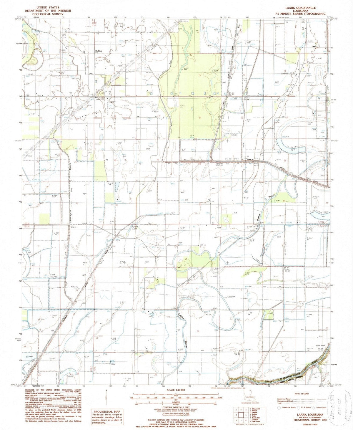 1988 Laark, LA - Louisiana - USGS Topographic Map