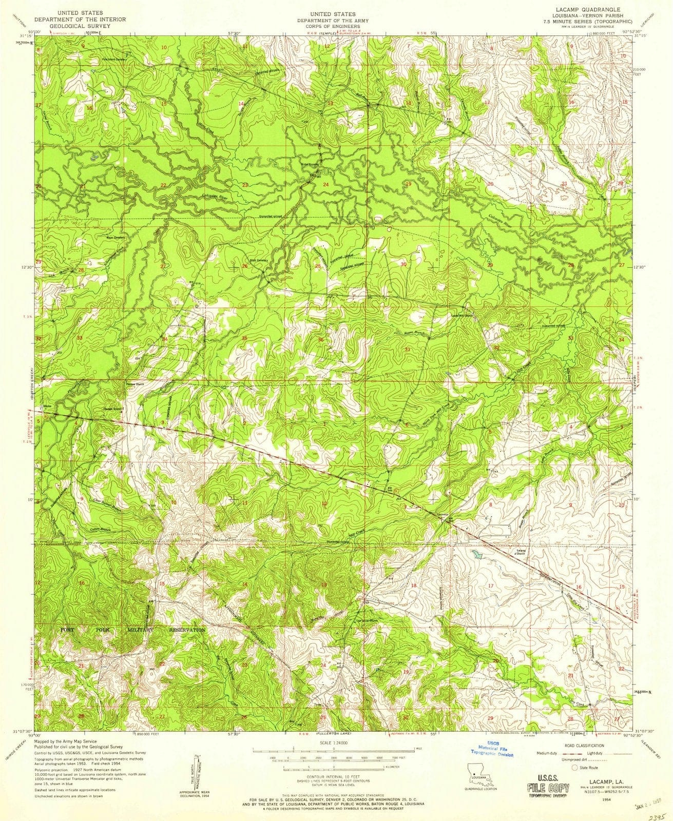 1954 Lacamp, LA - Louisiana - USGS Topographic Map