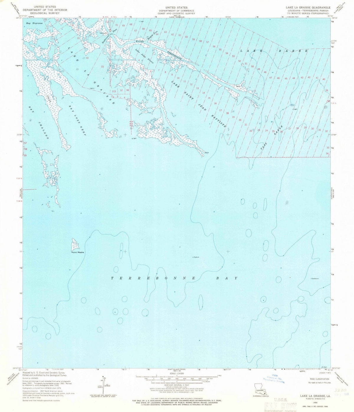 1956 Lake La Graisse, LA - Louisiana - USGS Topographic Map