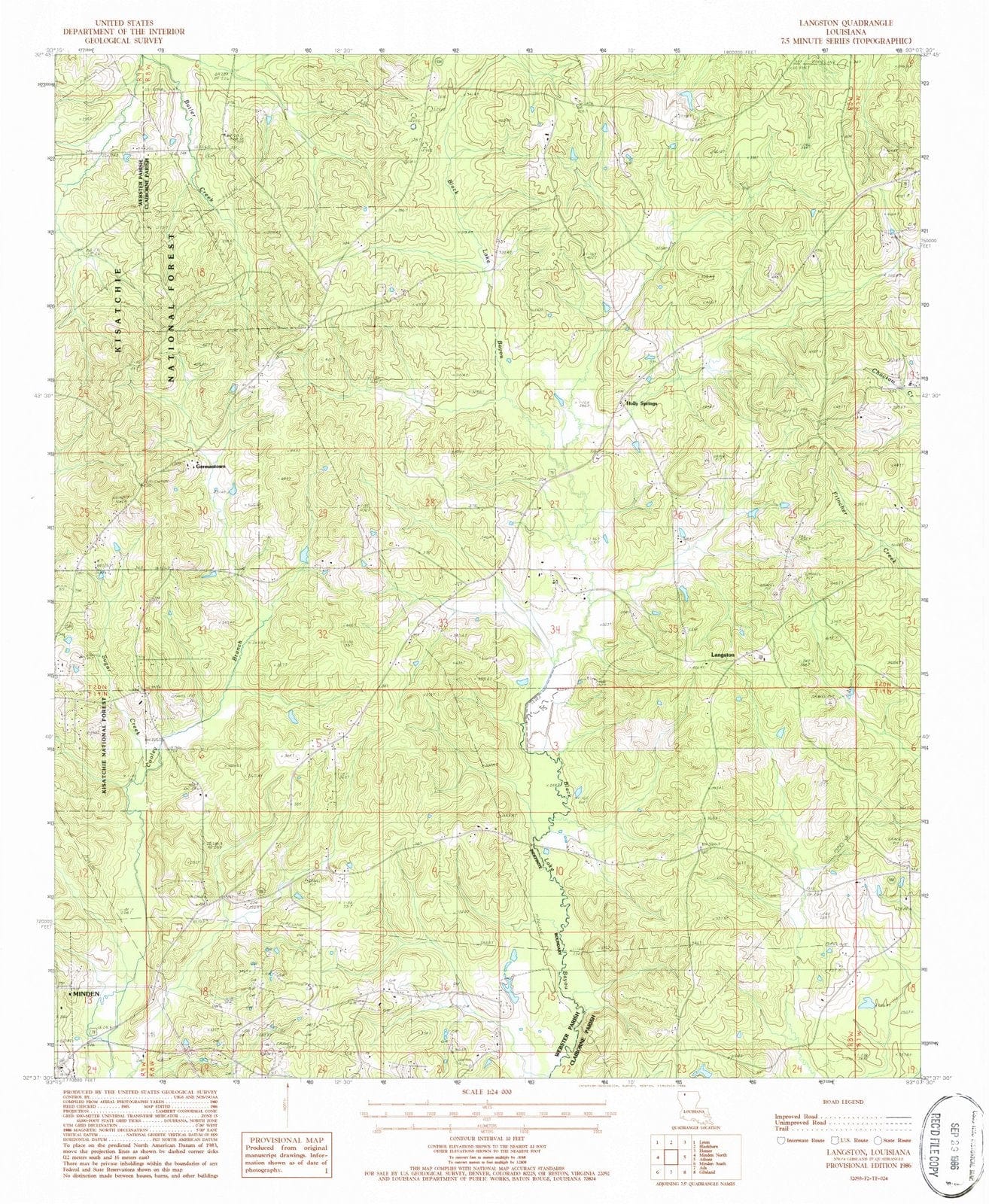 1986 Langston, LA - Louisiana - USGS Topographic Map