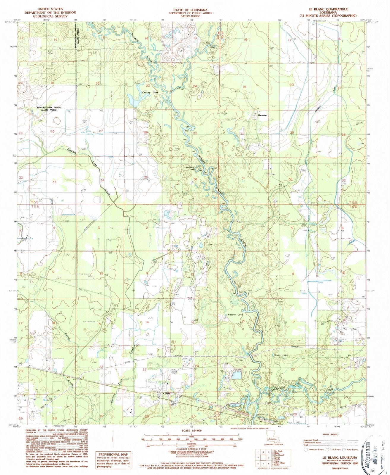1986 Le Blanc, LA - Louisiana - USGS Topographic Map