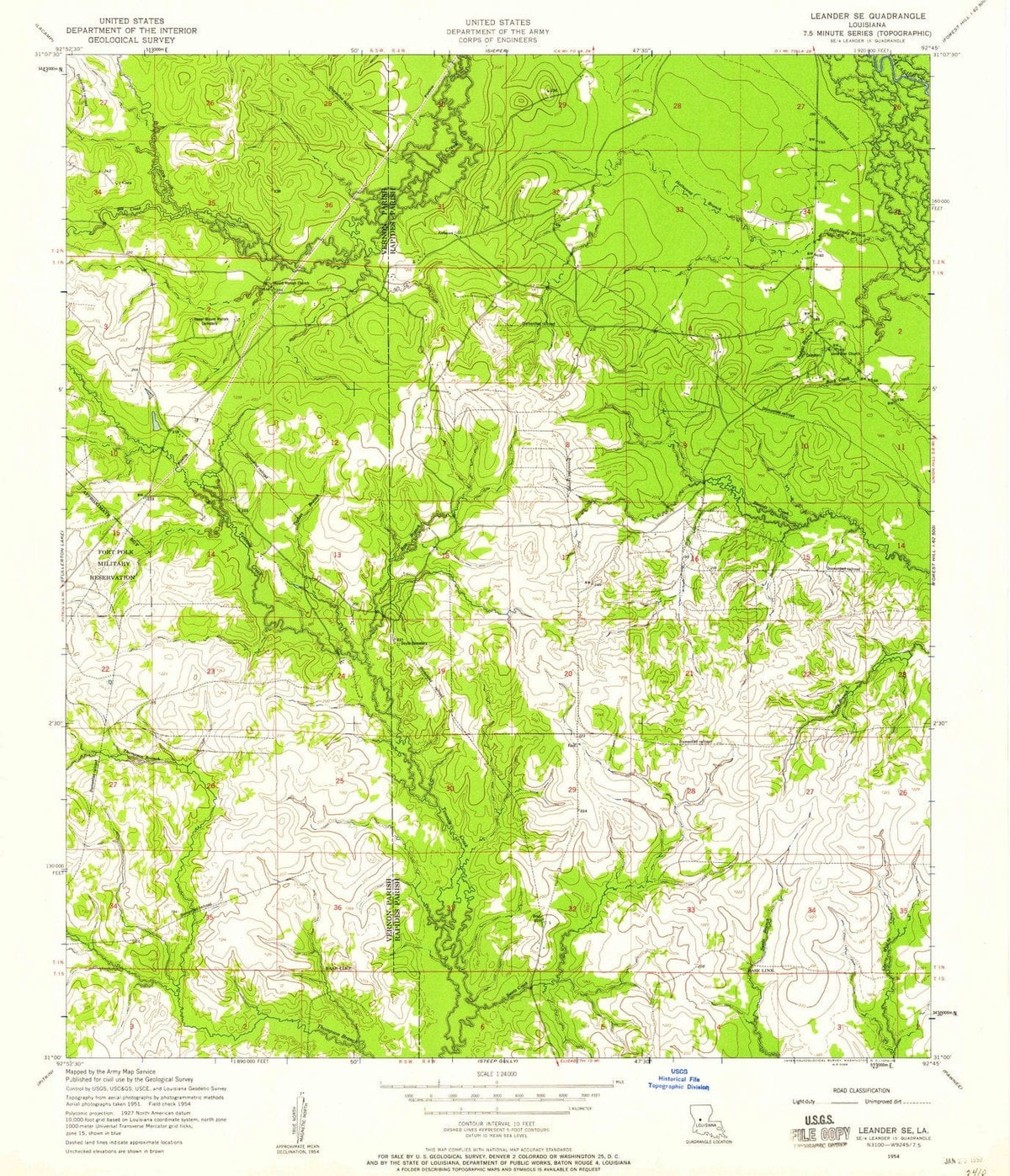 1954 Leander, LA - Louisiana - USGS Topographic Map