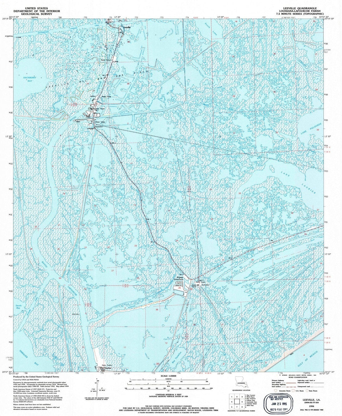 1994 Leeville, LA - Louisiana - USGS Topographic Map