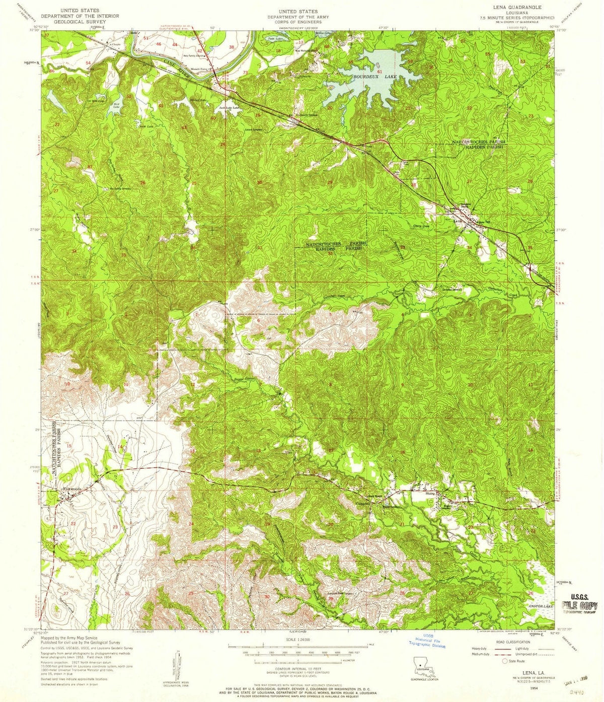 1954 Lena, LA - Louisiana - USGS Topographic Map