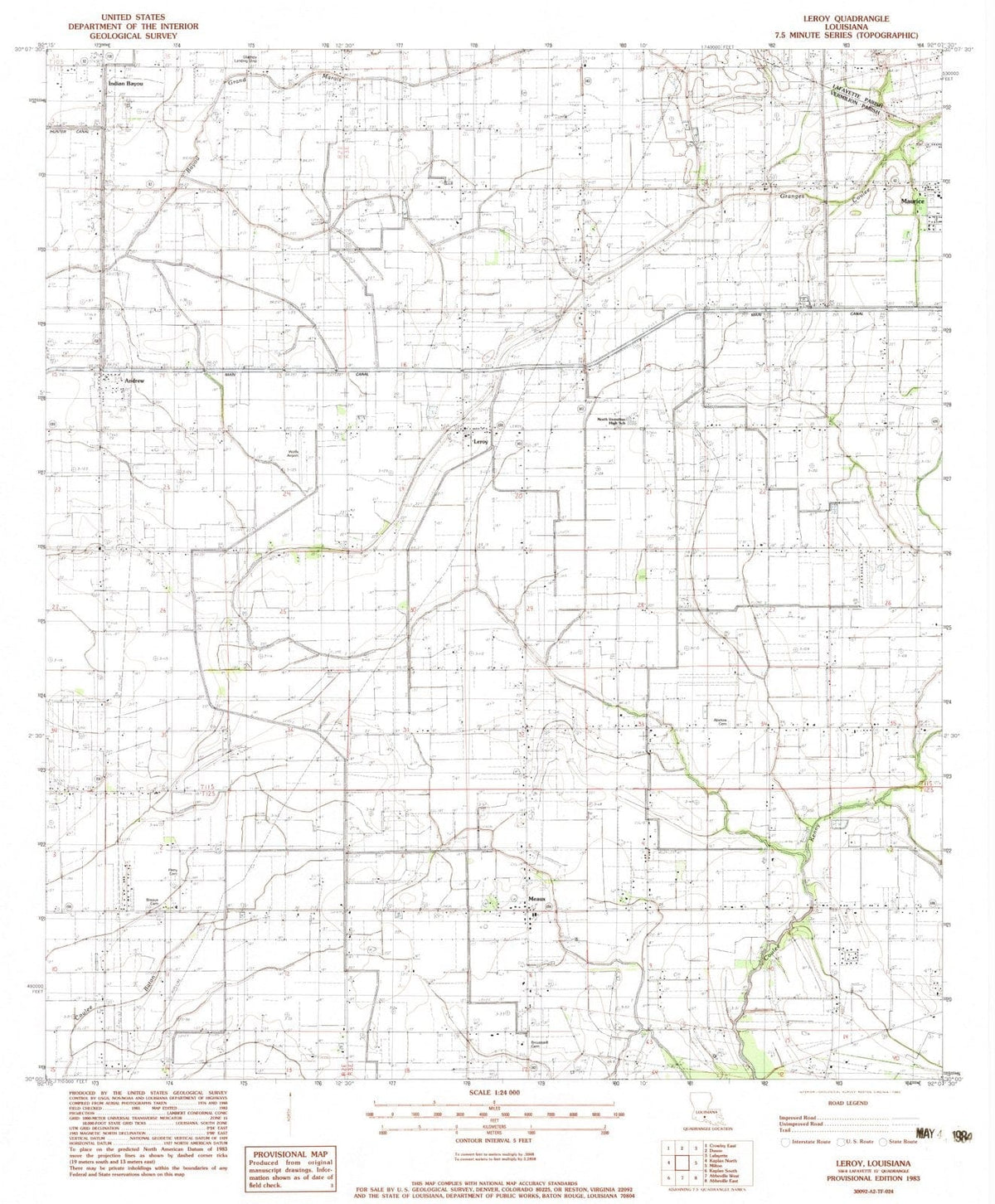 1983 Leroy, LA - Louisiana - USGS Topographic Map