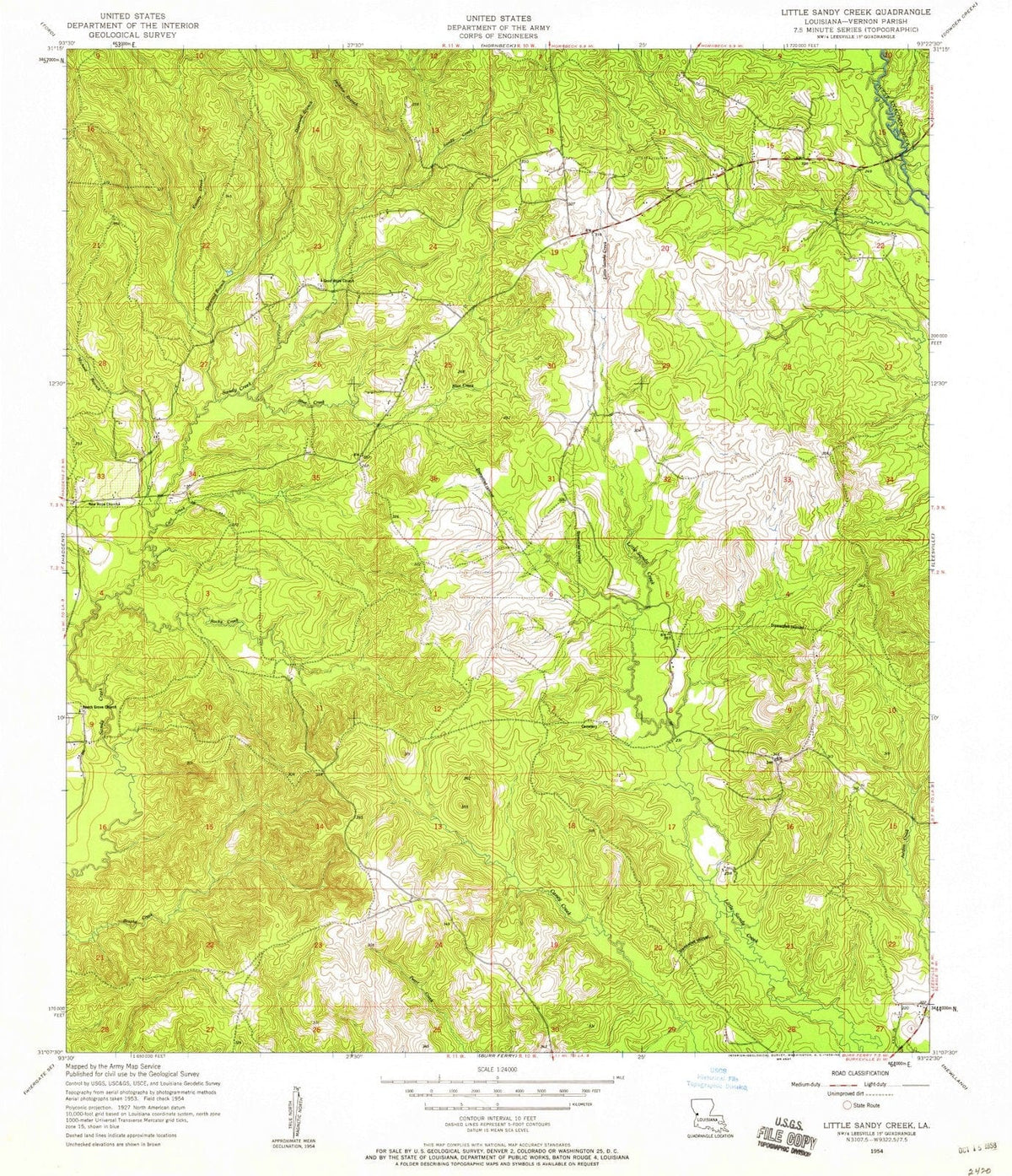 1954 Little Sandy Creek, LA - Louisiana - USGS Topographic Map