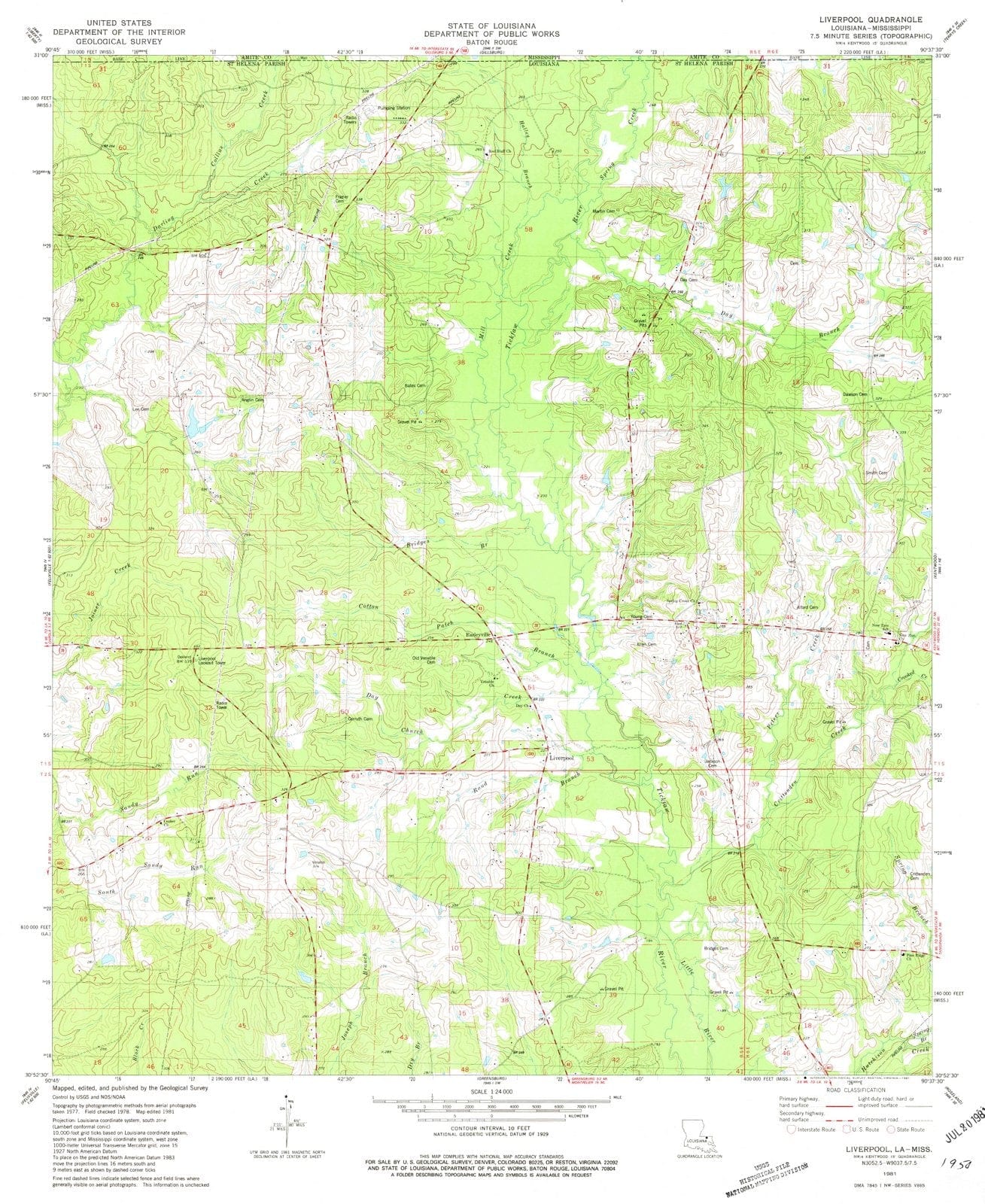 1981 Liverpool, LA - Louisiana - USGS Topographic Map