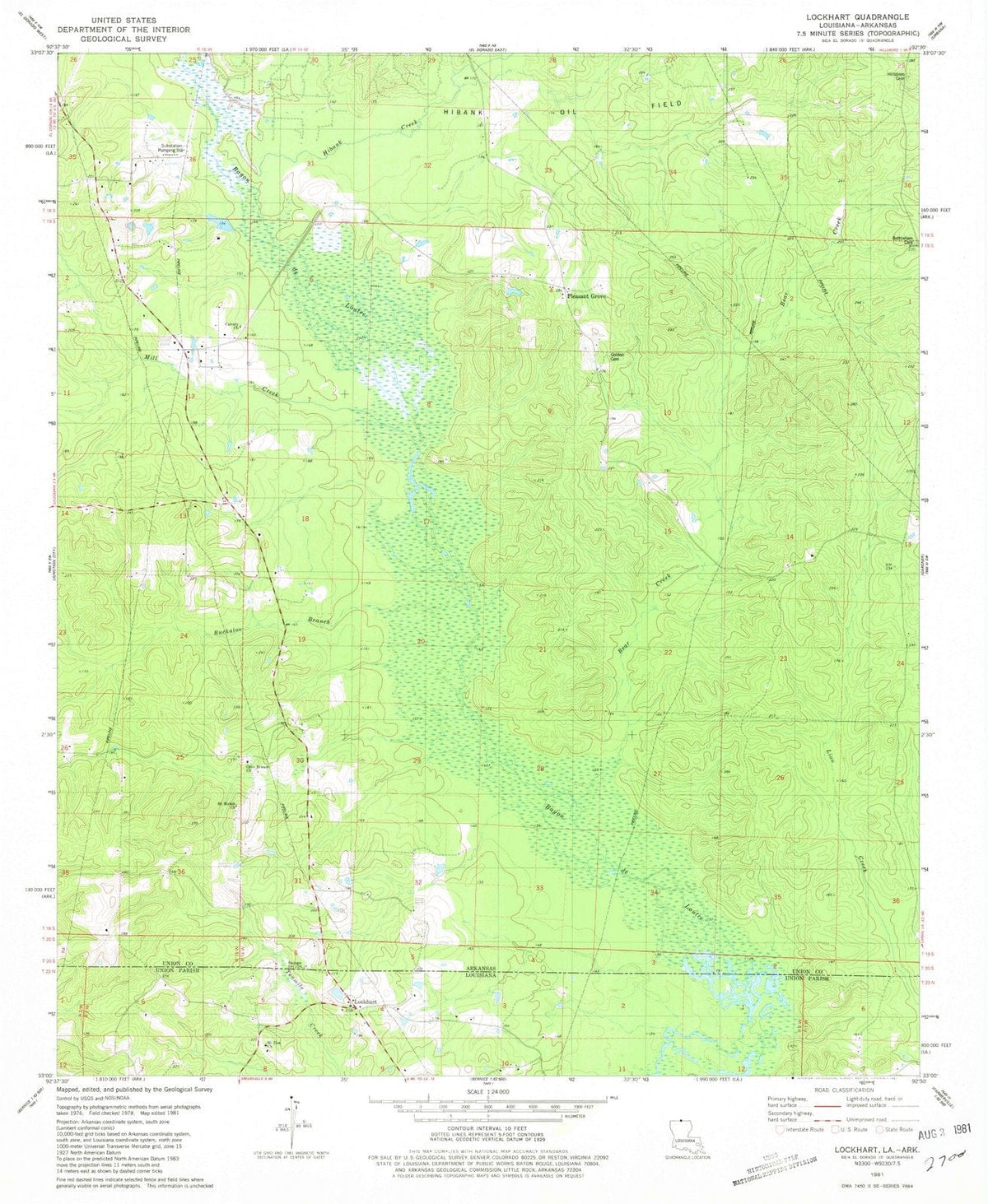 1981 Lockhart, LA - Louisiana - USGS Topographic Map