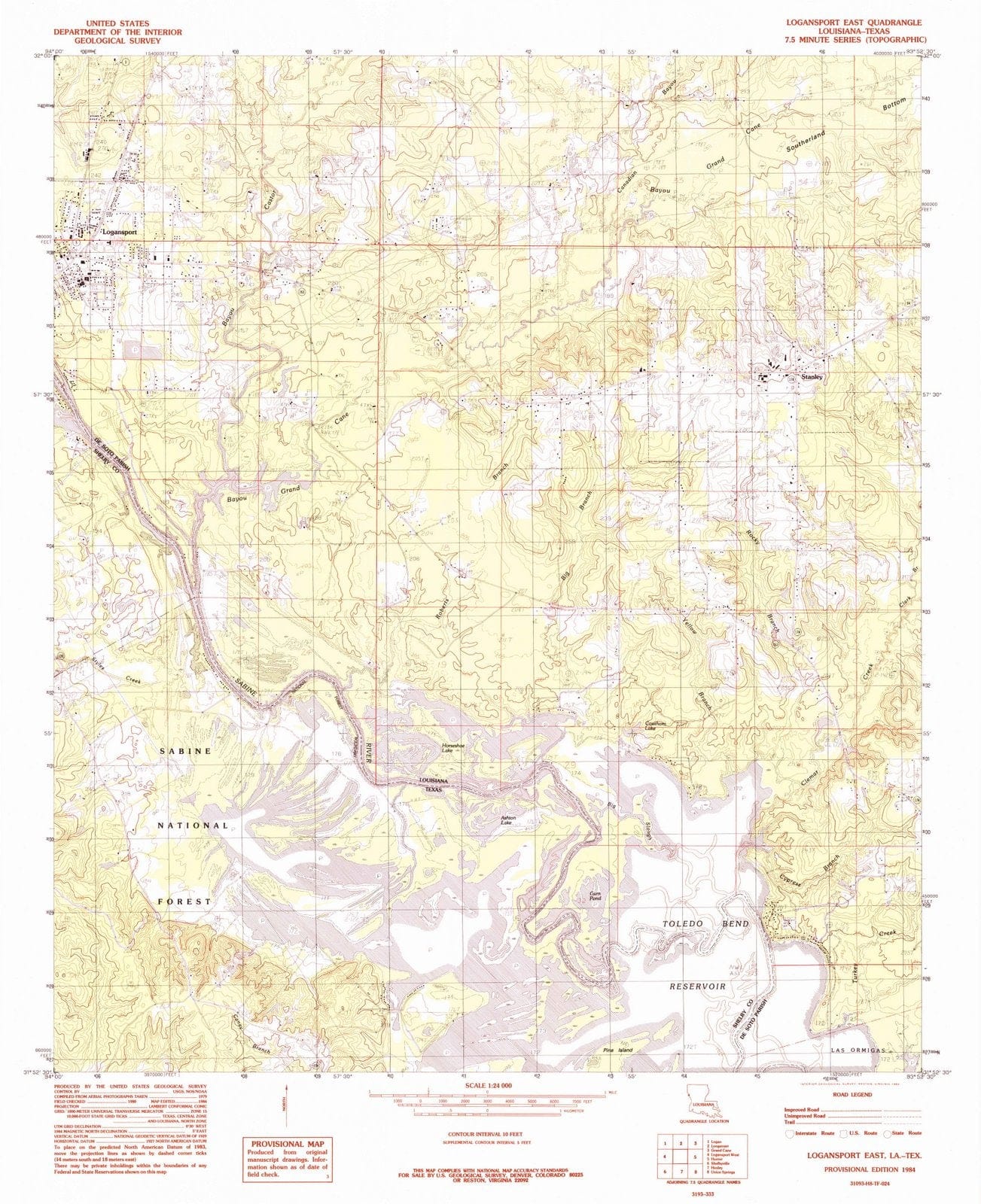 1984 Logansport East, LA - Louisiana - USGS Topographic Map