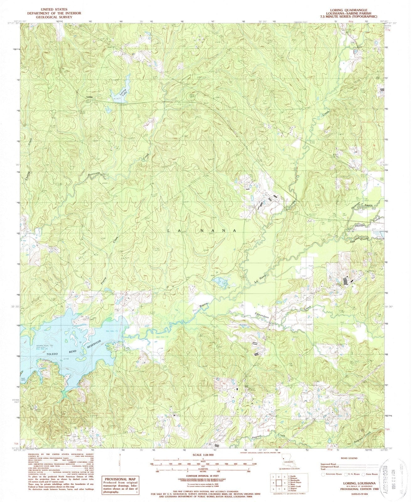 1988 Loring, LA - Louisiana - USGS Topographic Map