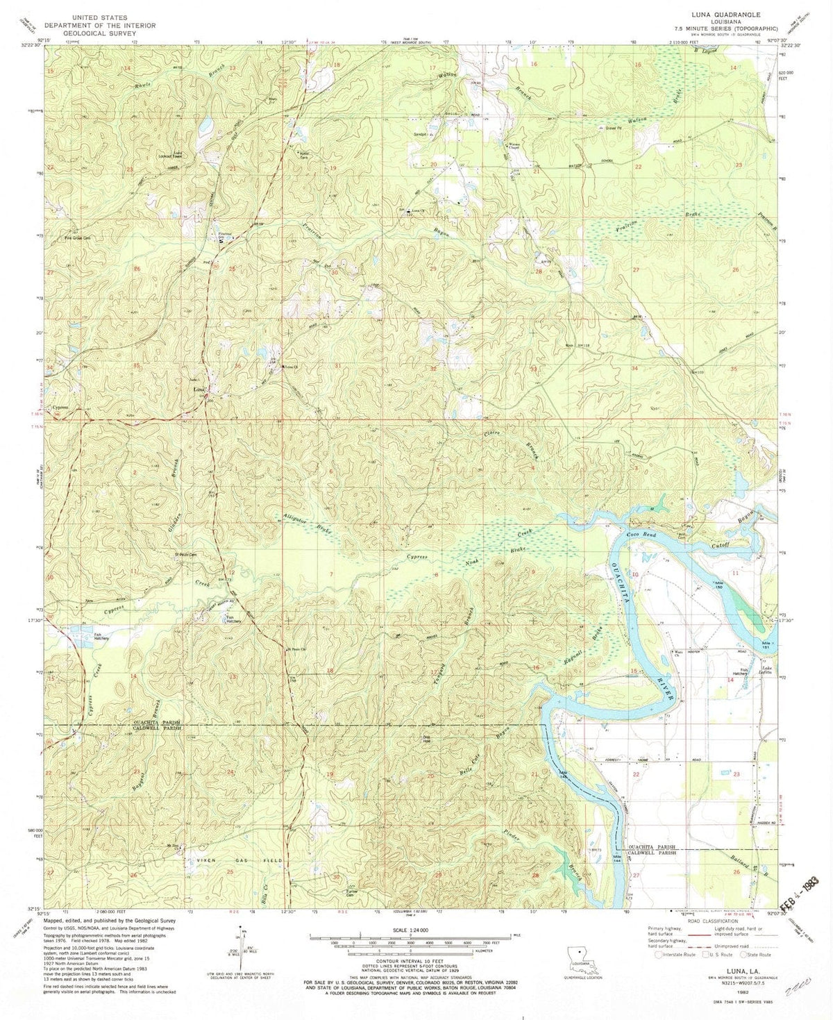 1982 Luna, LA - Louisiana - USGS Topographic Map