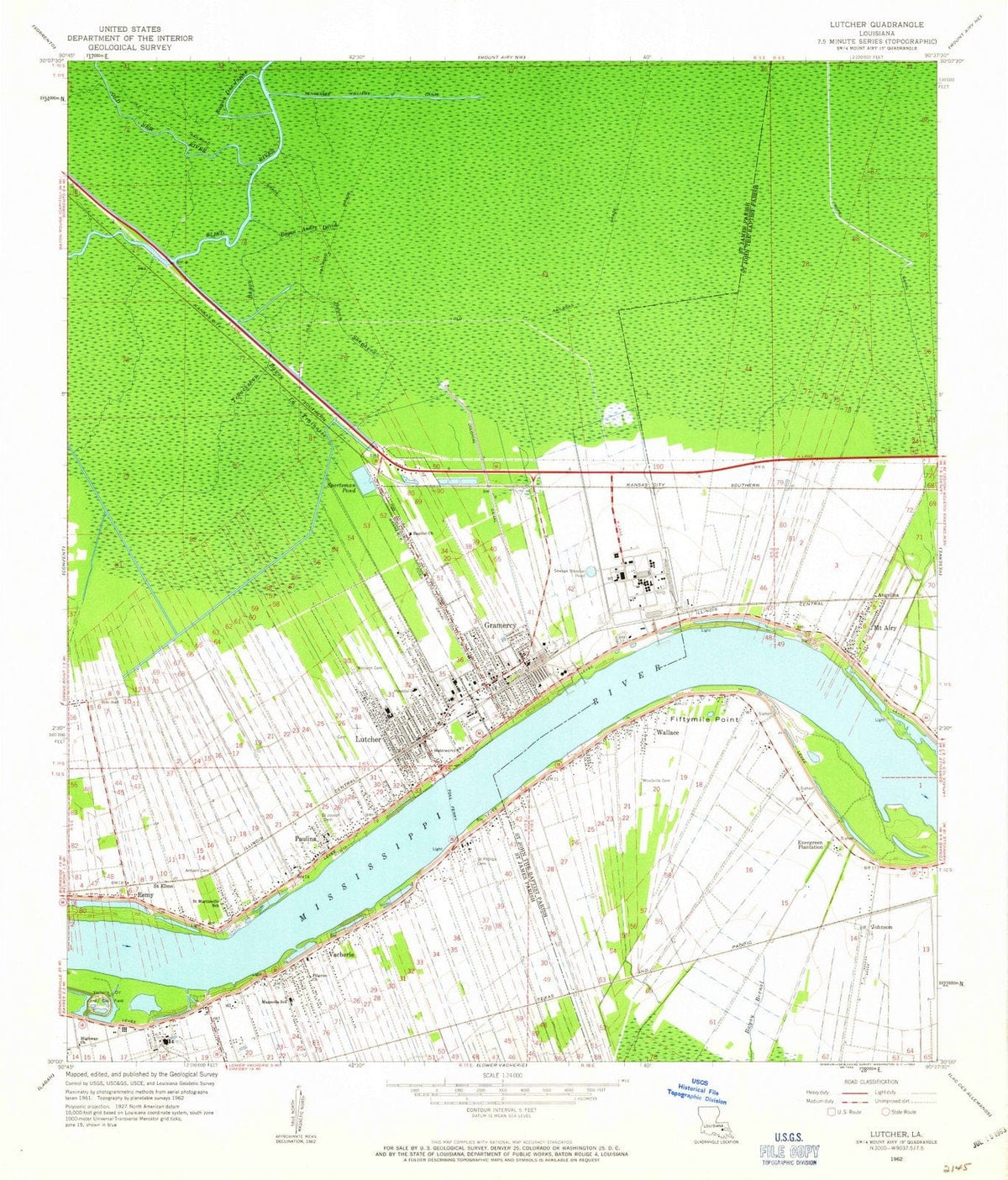 1962 Lutcher, LA - Louisiana - USGS Topographic Map
