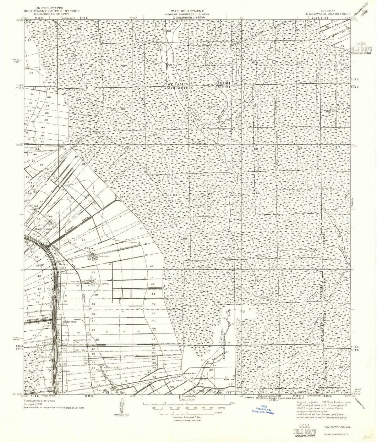 1940 Madewood, LA - Louisiana - USGS Topographic Map