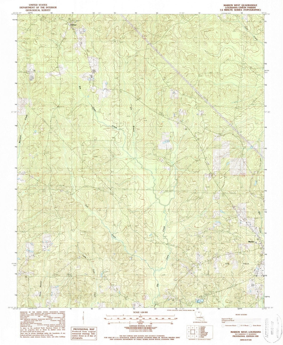 1988 Marion West, LA - Louisiana - USGS Topographic Map