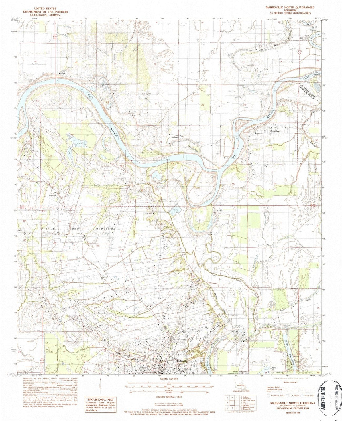 1983 Marksville North, LA - Louisiana - USGS Topographic Map