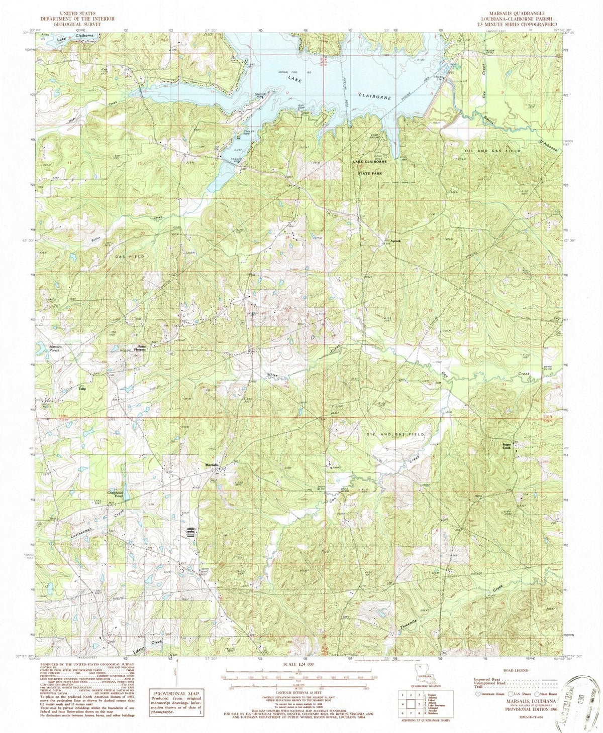 1986 Marsalis, LA - Louisiana - USGS Topographic Map