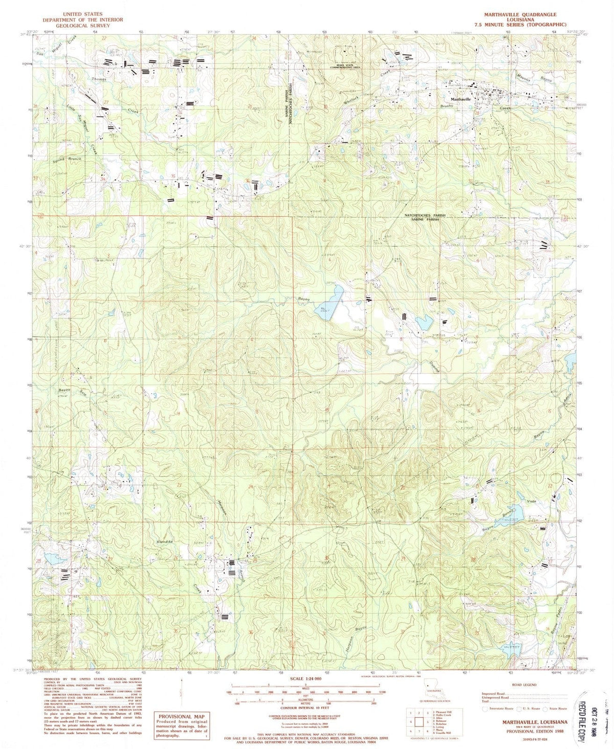 1988 Marthaville, LA - Louisiana - USGS Topographic Map
