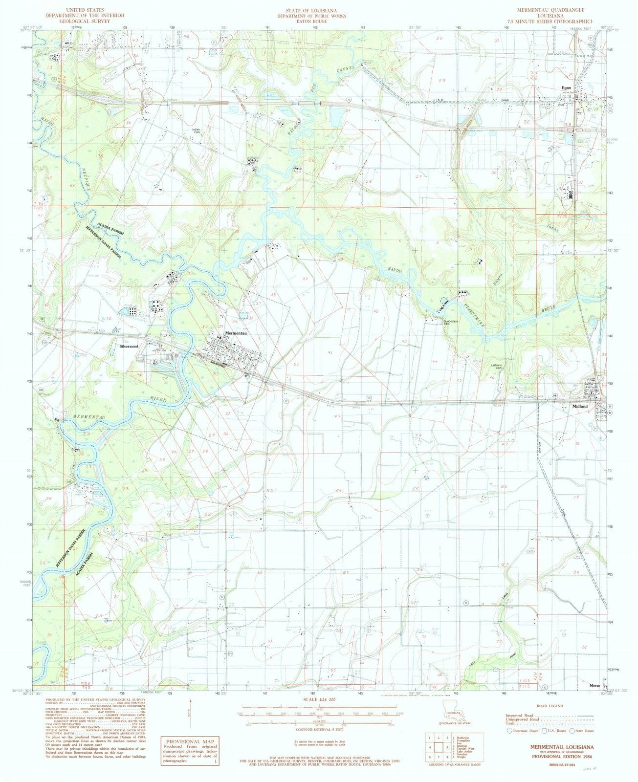 1984 Mermentau, LA - Louisiana - USGS Topographic Map