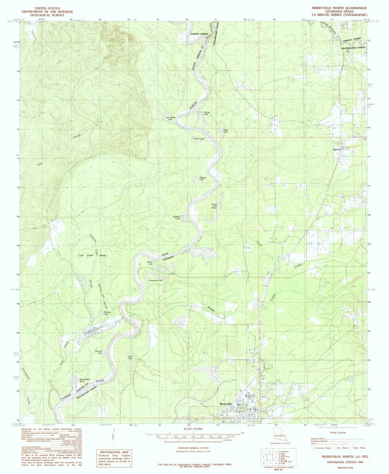 1984 Merryville North, LA - Louisiana - USGS Topographic Map