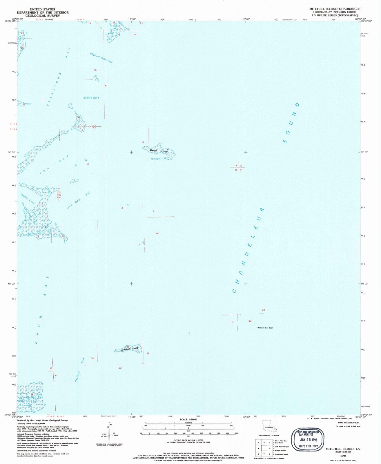 1994 Mitchell Island, LA - Louisiana - USGS Topographic Map