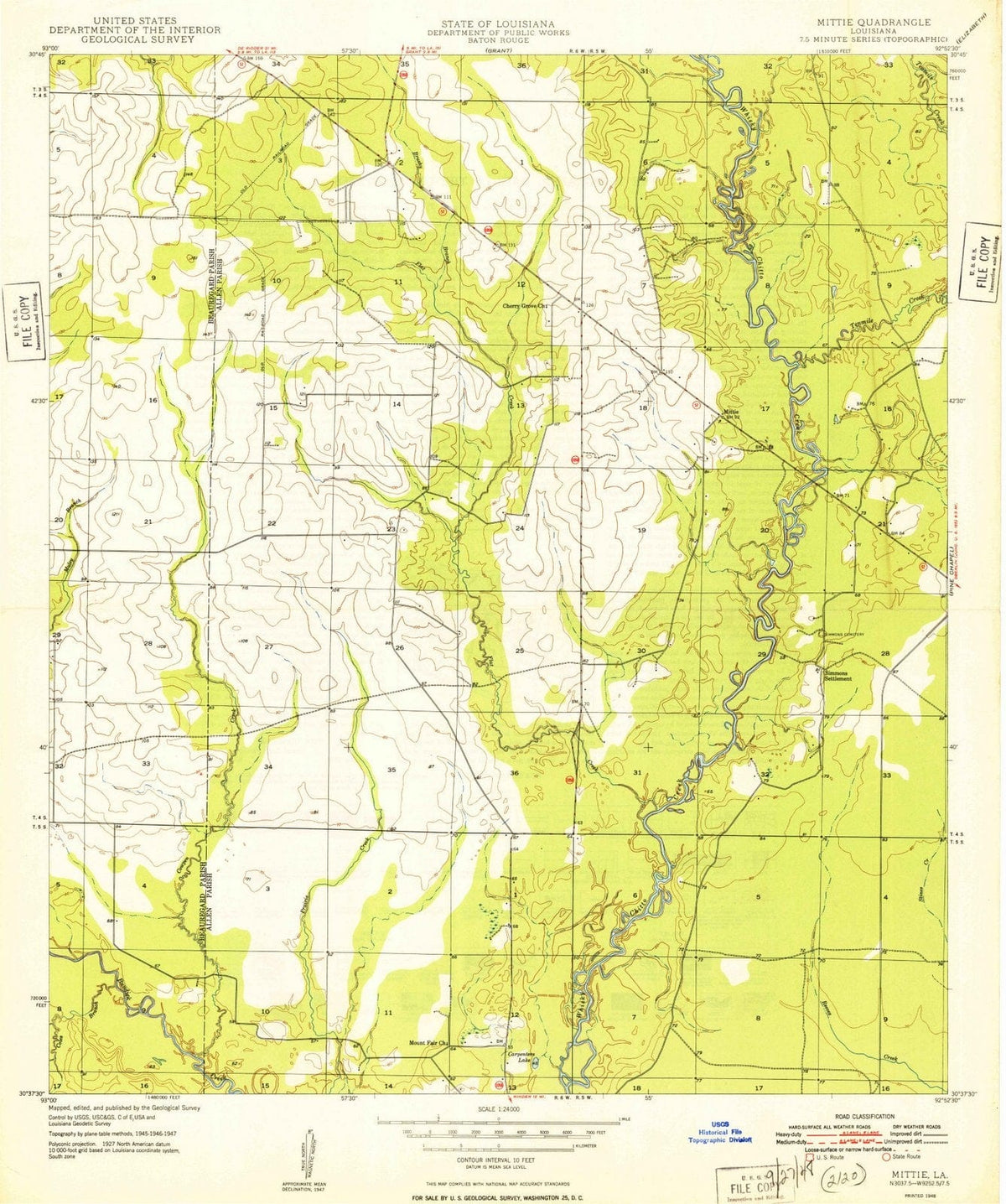 1948 Mittie, LA - Louisiana - USGS Topographic Map