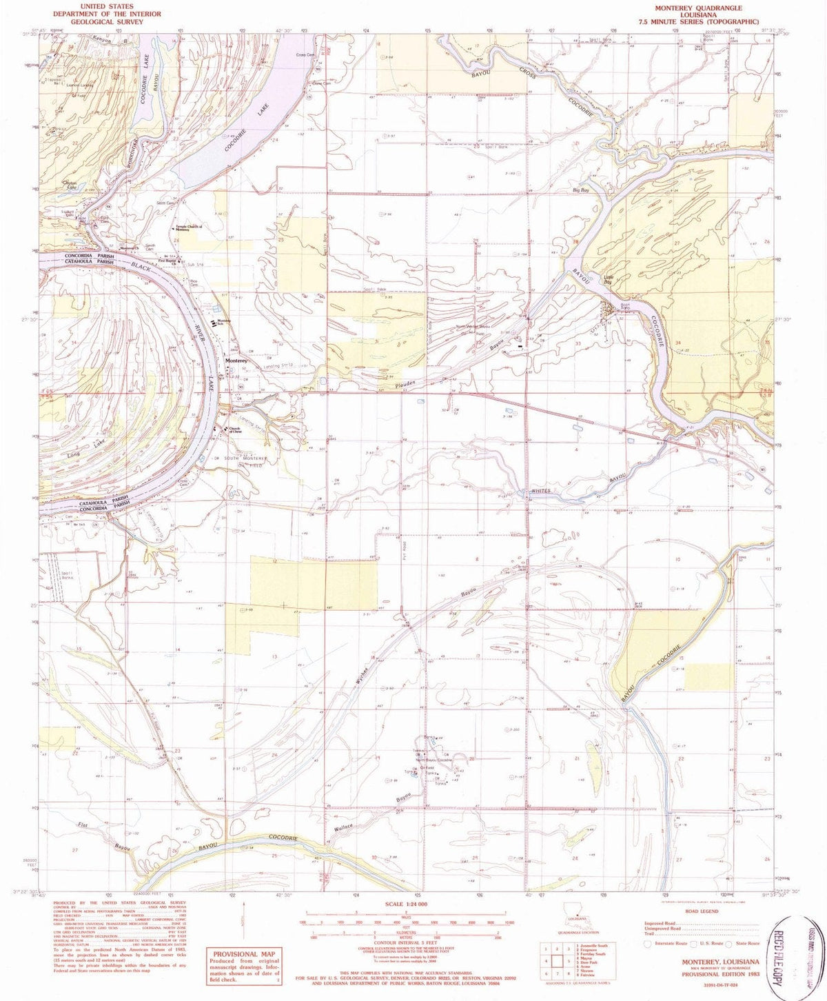 1983 Monterey, LA - Louisiana - USGS Topographic Map