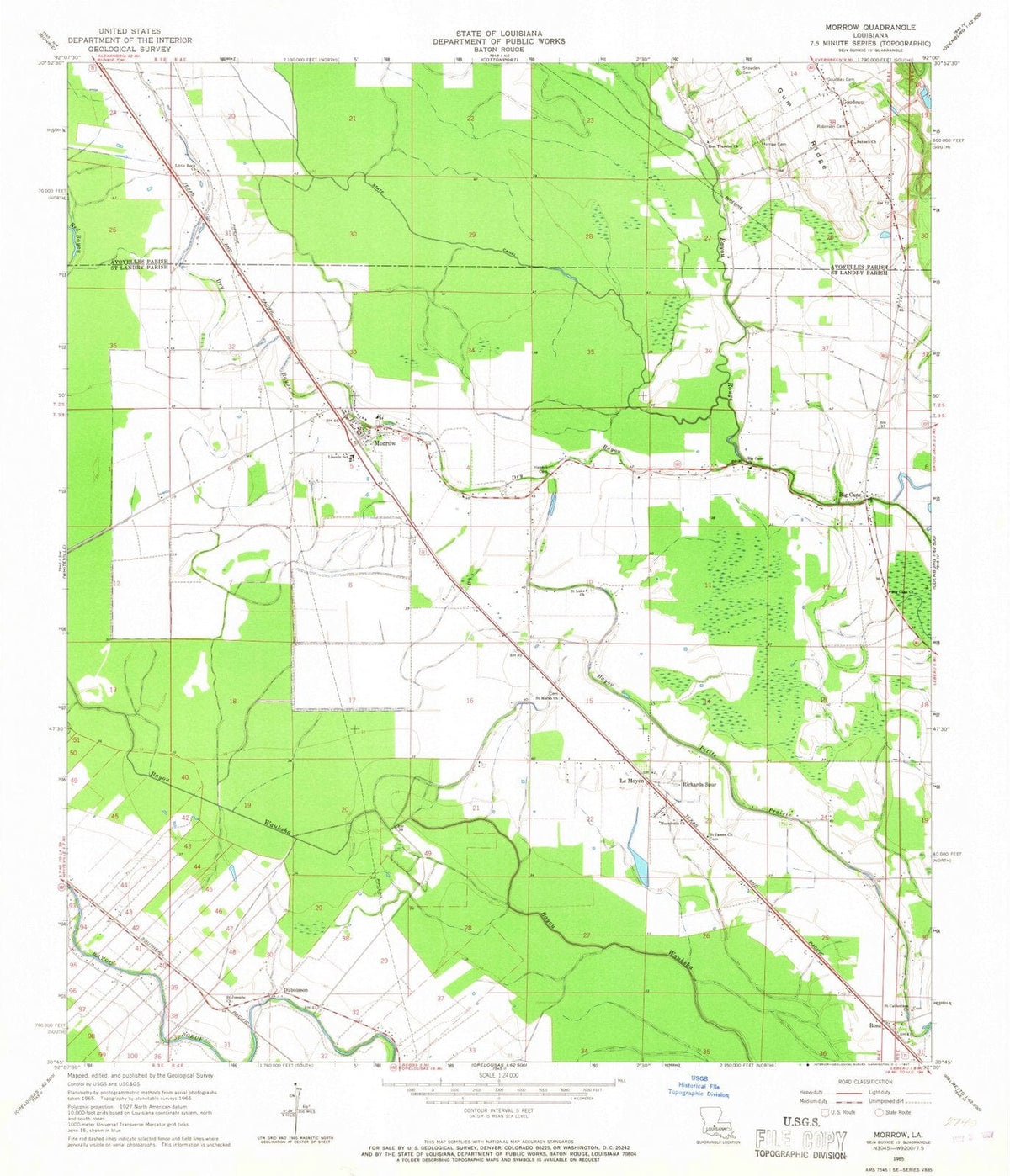 1965 Morrow, LA - Louisiana - USGS Topographic Map