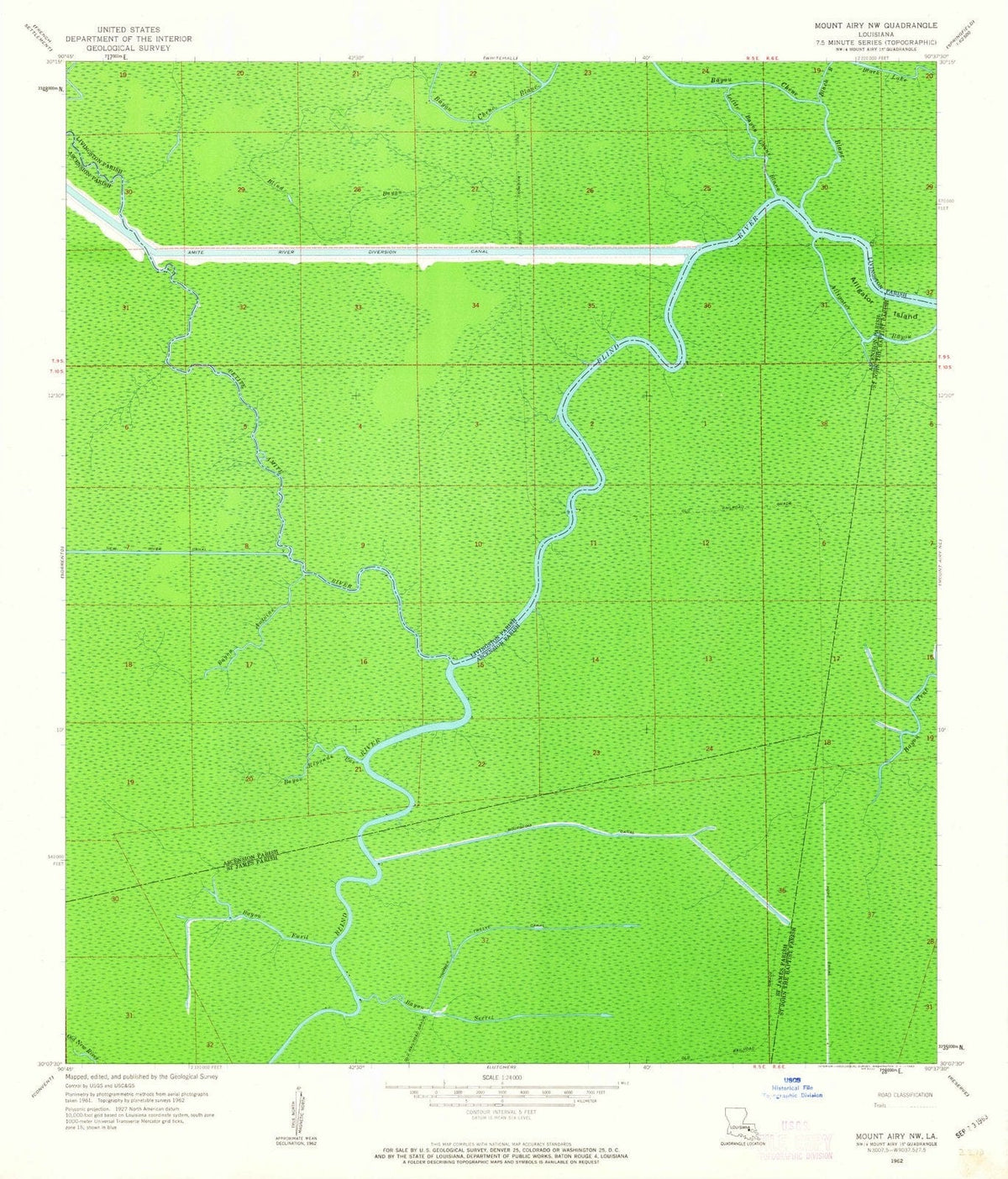 1962 Mount Airy, LA - Louisiana - USGS Topographic Map