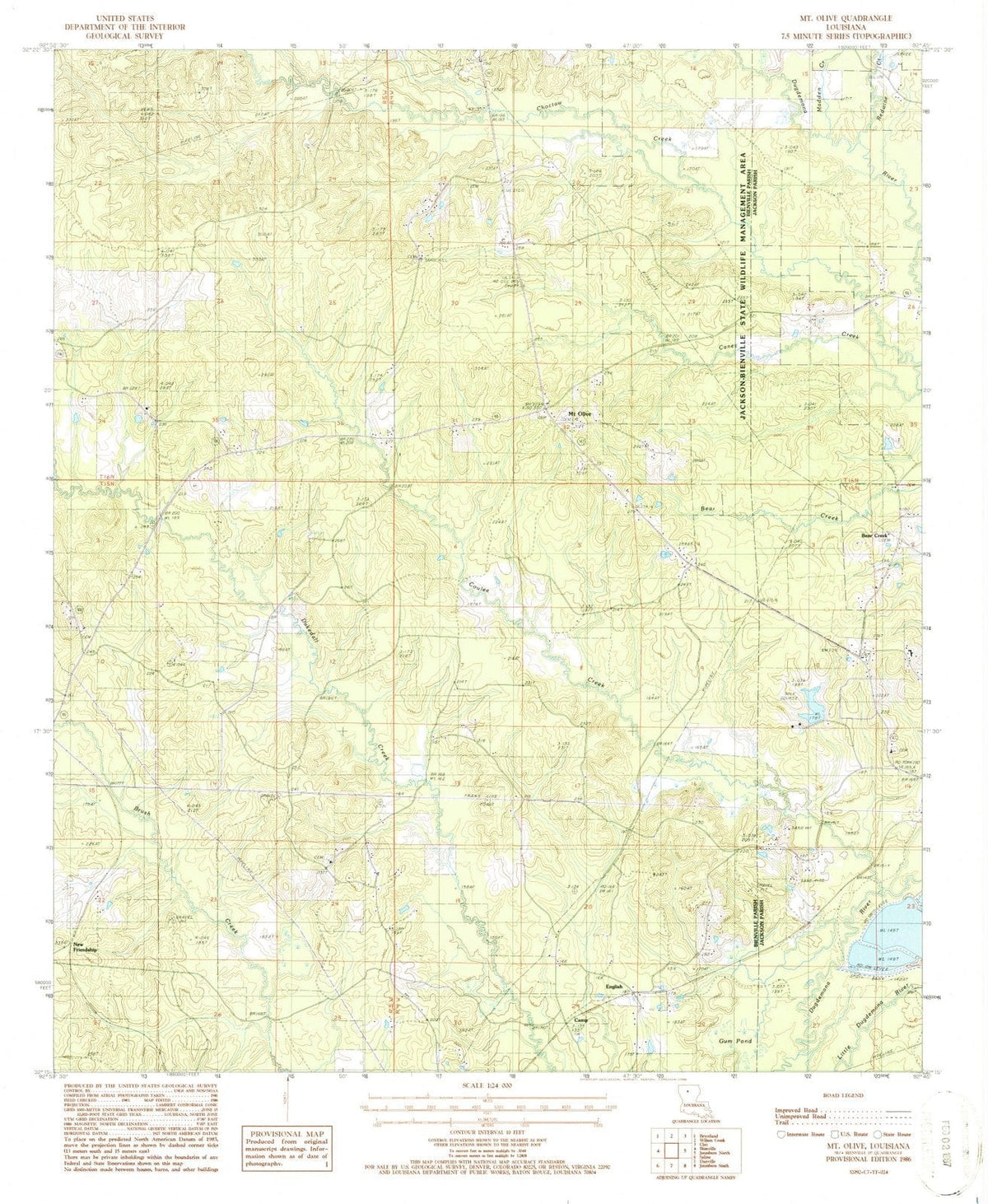 1986 Mount Olive, LA - Louisiana - USGS Topographic Map
