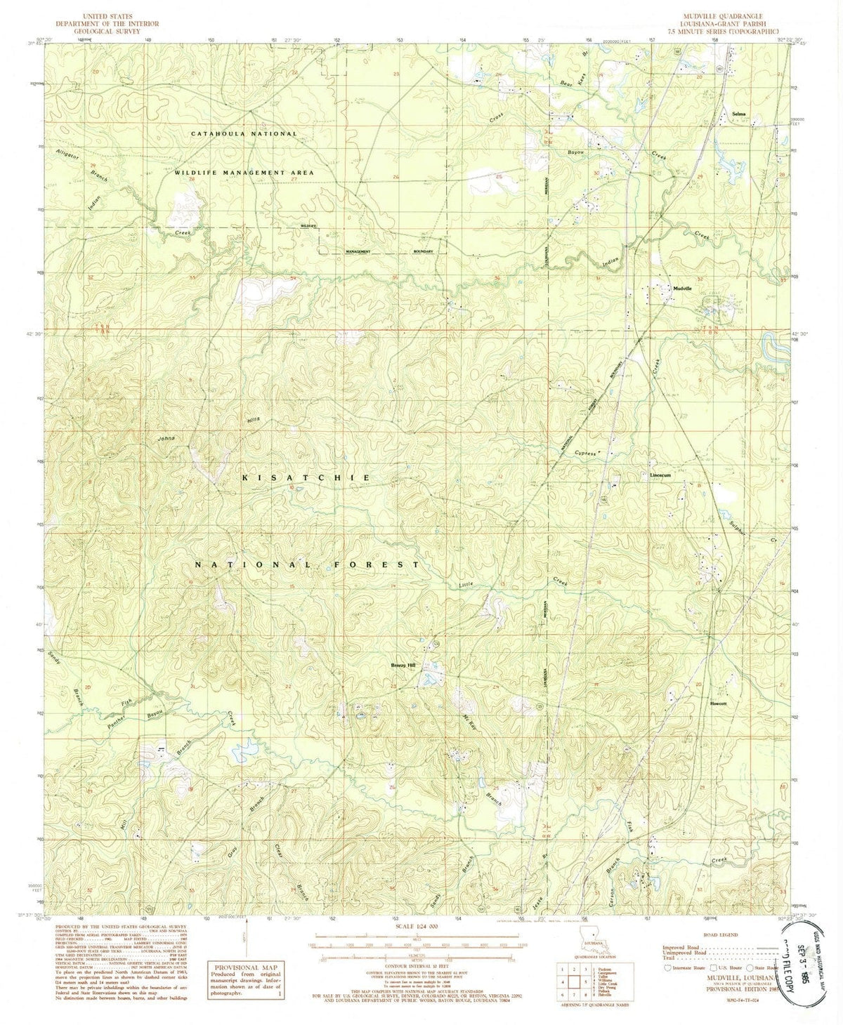 1985 Mudville, LA - Louisiana - USGS Topographic Map