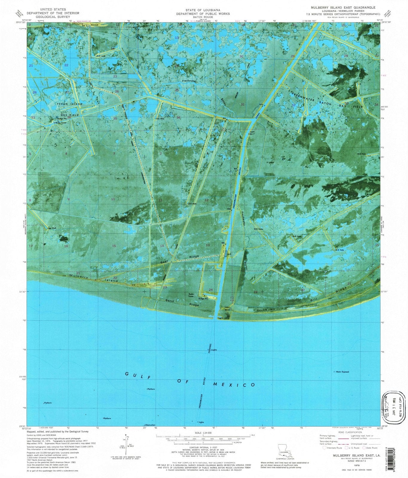 1979 Mulberry Island East, LA - Louisiana - USGS Topographic Map
