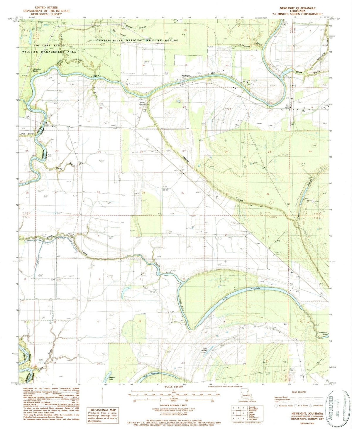1987 NewLight, LA - Louisiana - USGS Topographic Map