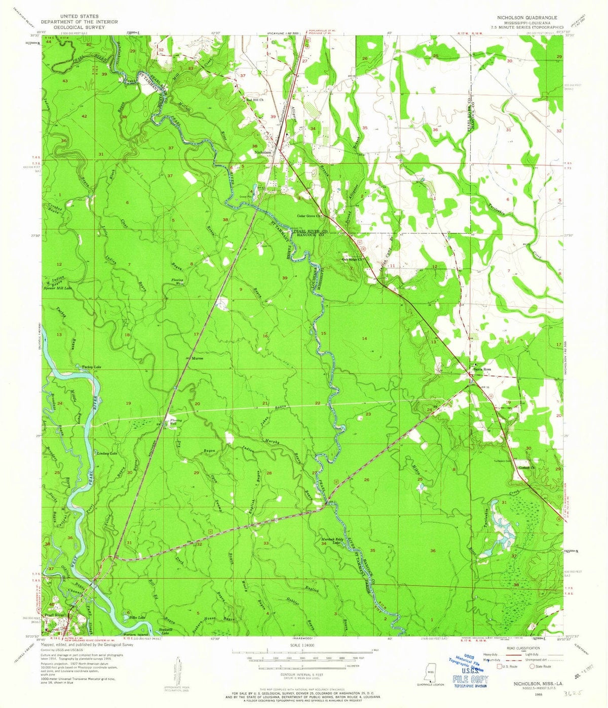 1955 Nicholson, MS - Mississippi - USGS Topographic Map