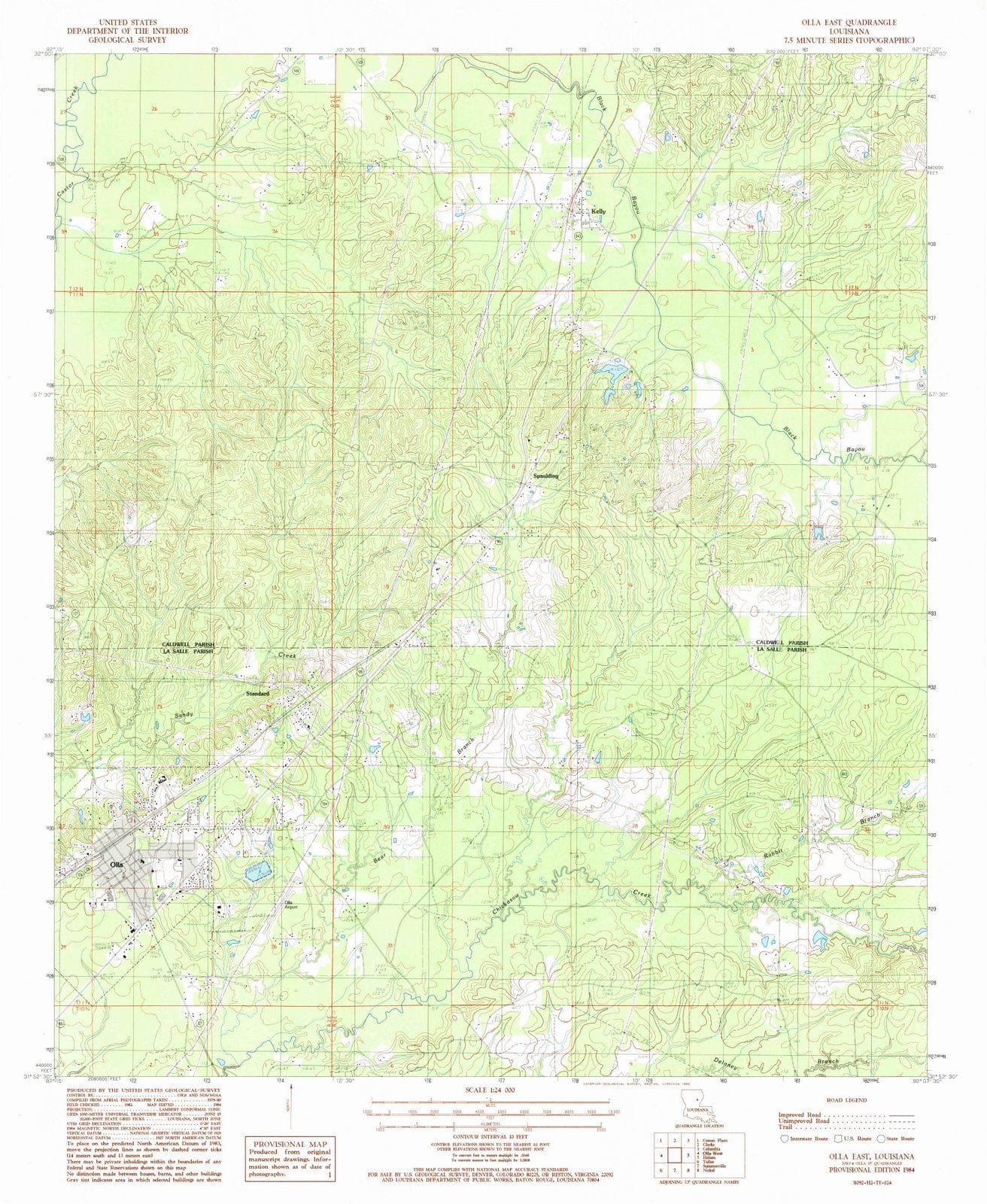 1984 Olla East, LA - Louisiana - USGS Topographic Map