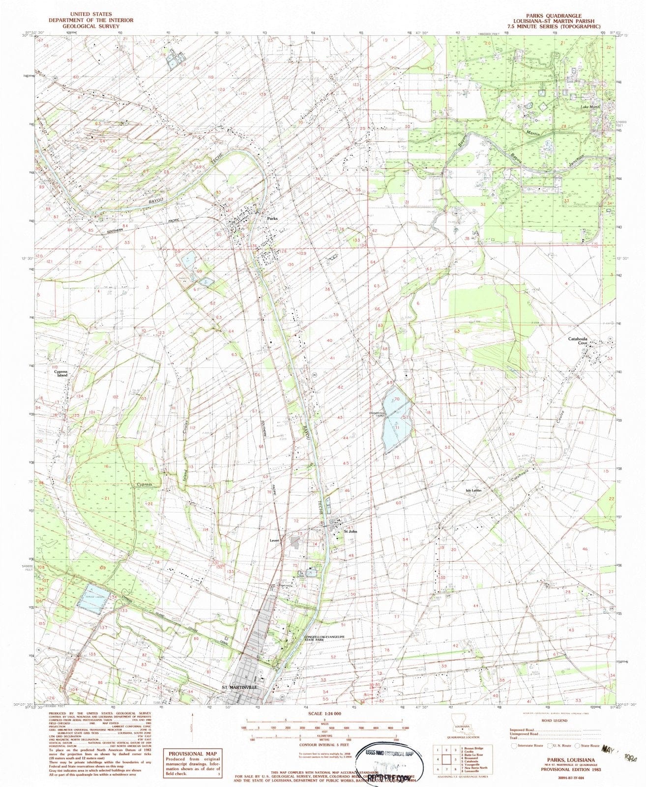 1983 Parks, LA - Louisiana - USGS Topographic Map