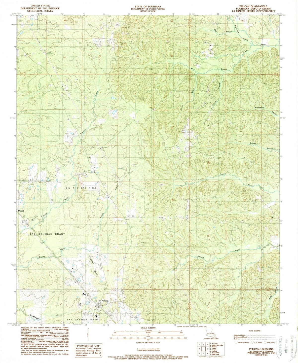1989 Pelican, LA - Louisiana - USGS Topographic Map