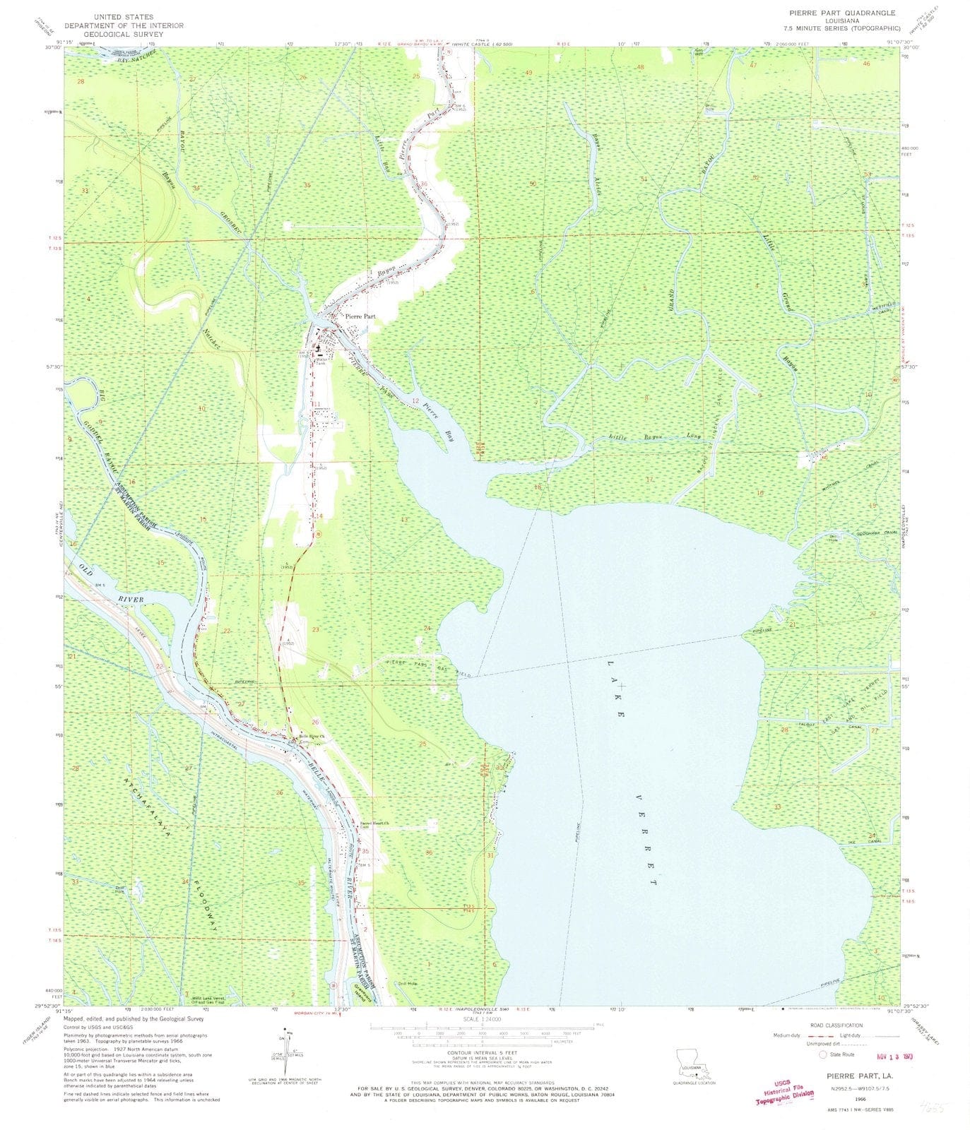 1966 Pierre Part, LA - Louisiana - USGS Topographic Map