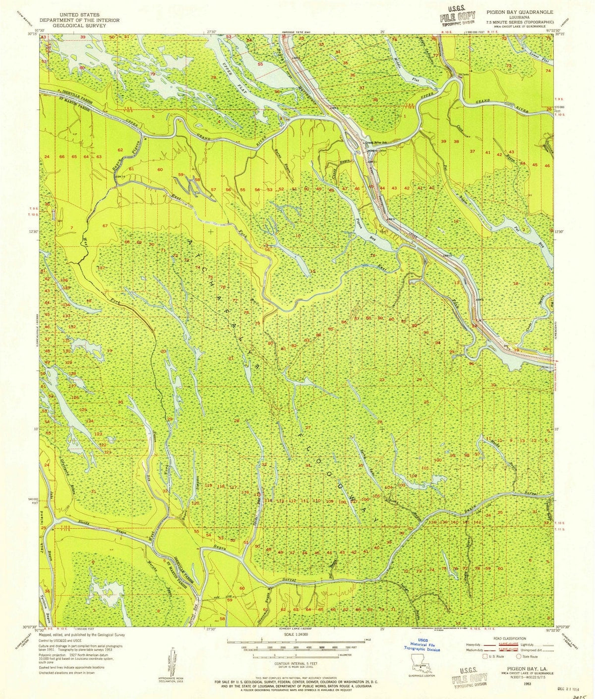 1953 Pigeon Bay, LA - Louisiana - USGS Topographic Map